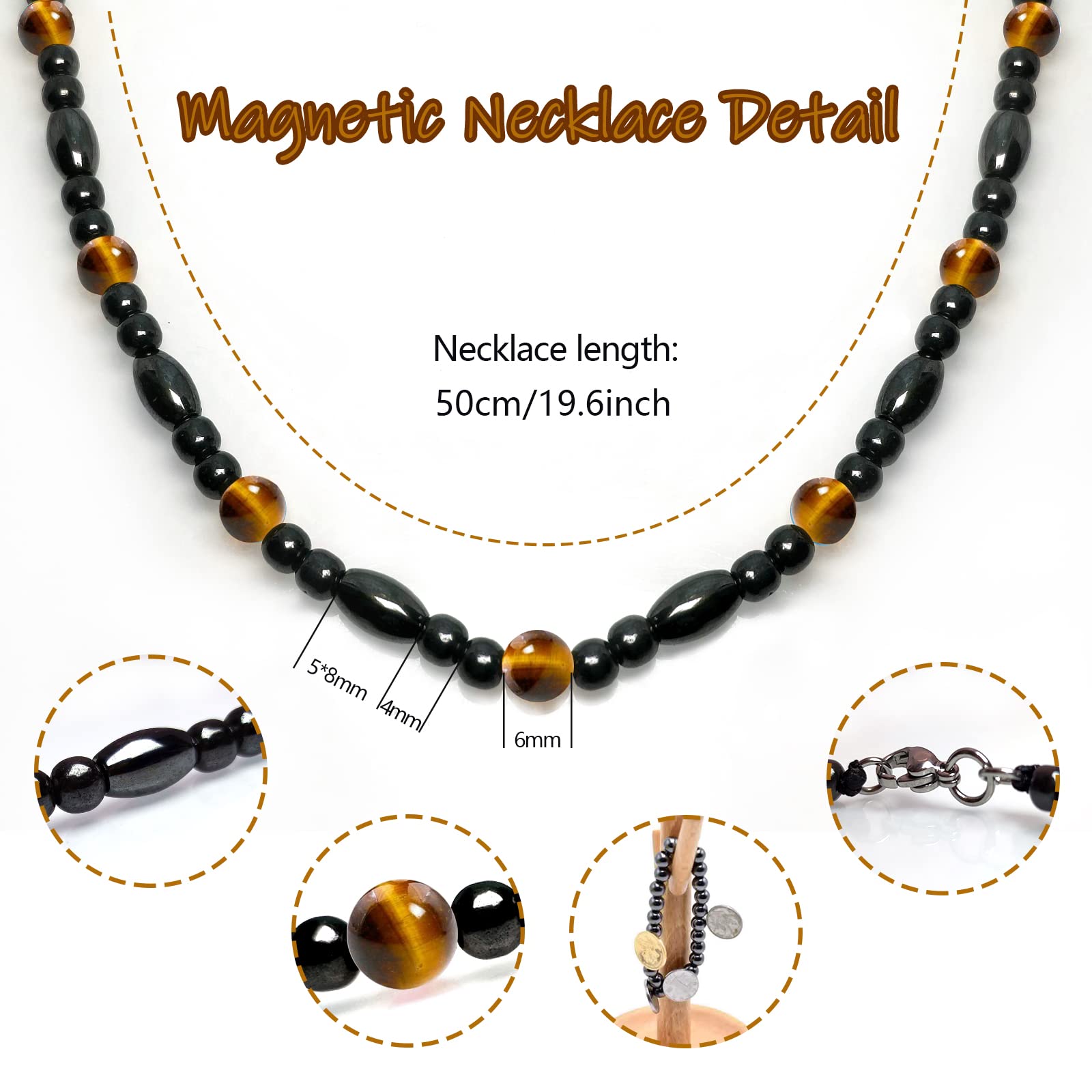 Collar magnético Hion con obsidiana negra, añade estilo y presencia diaria.