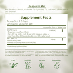 HiPlus 2-in-1 oregano softgels pour for easy daily supplementation