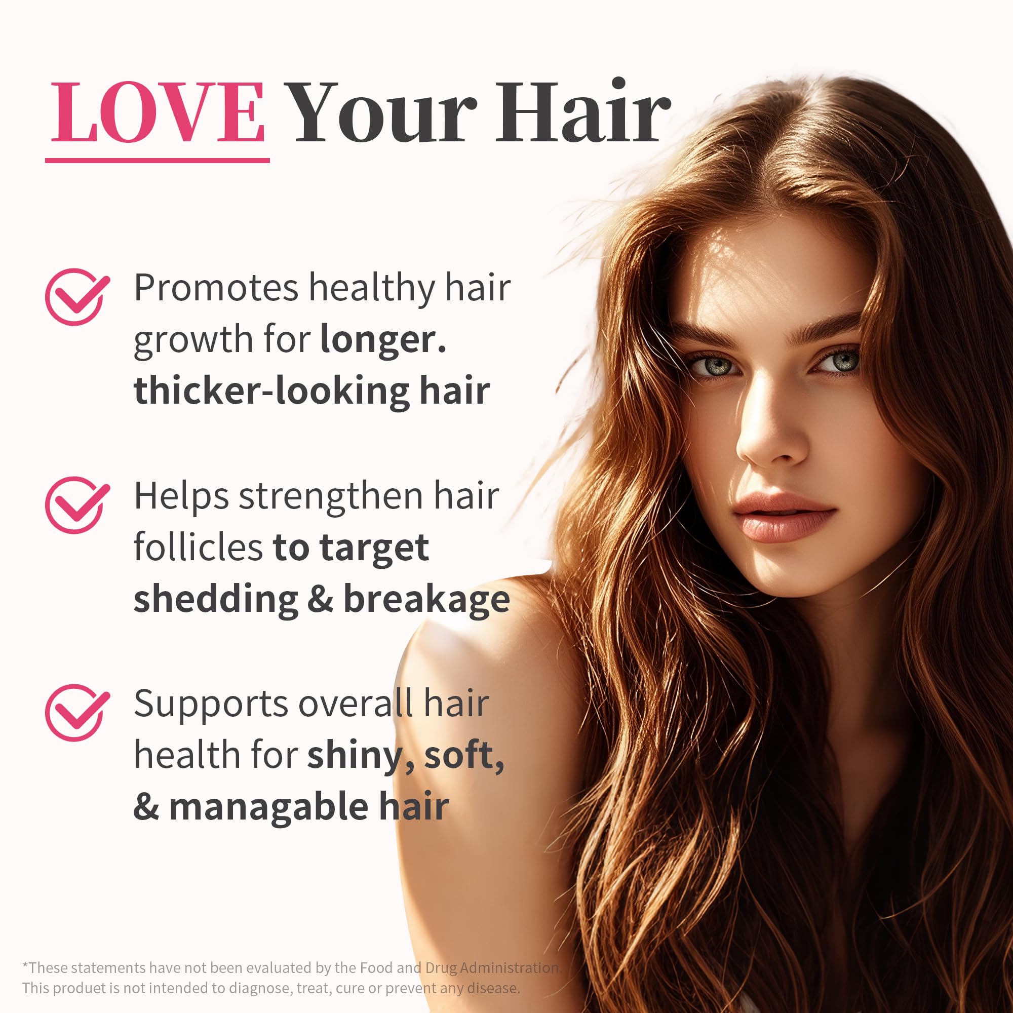 HiPlus ingredients panel highlights biotin, zinc, iron and collagen for nourishment.