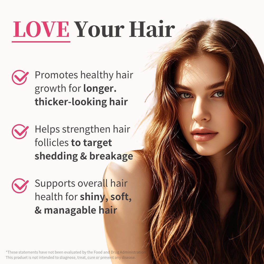 HiPlus ingredients panel highlights biotin, zinc, iron and collagen for nourishment.