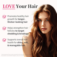 HiPlus ingredients panel highlights biotin, zinc, iron and collagen for nourishment.
