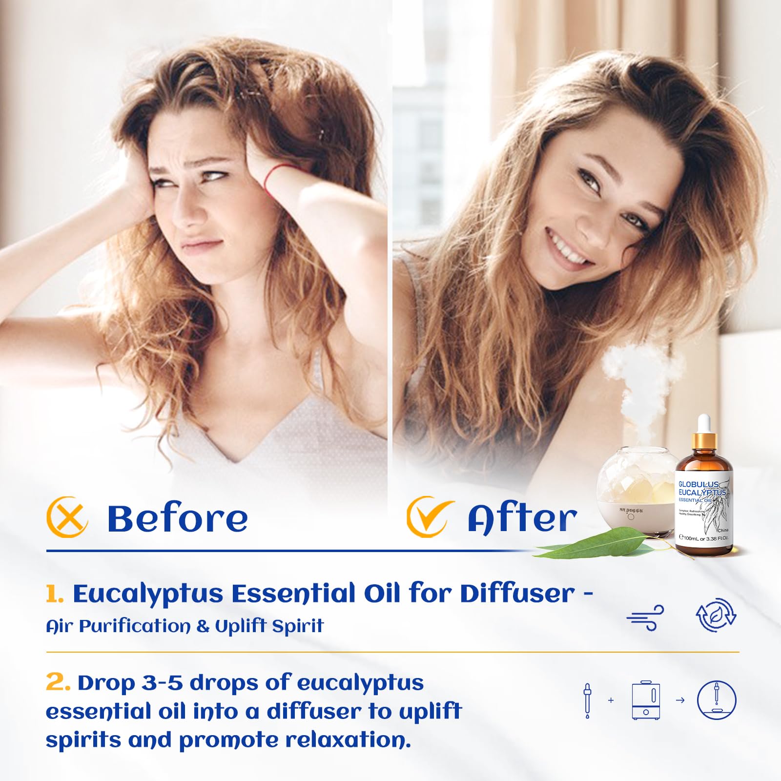 Aceite HIQILI de eucalipto para purificar el aire y neutralizar olores.