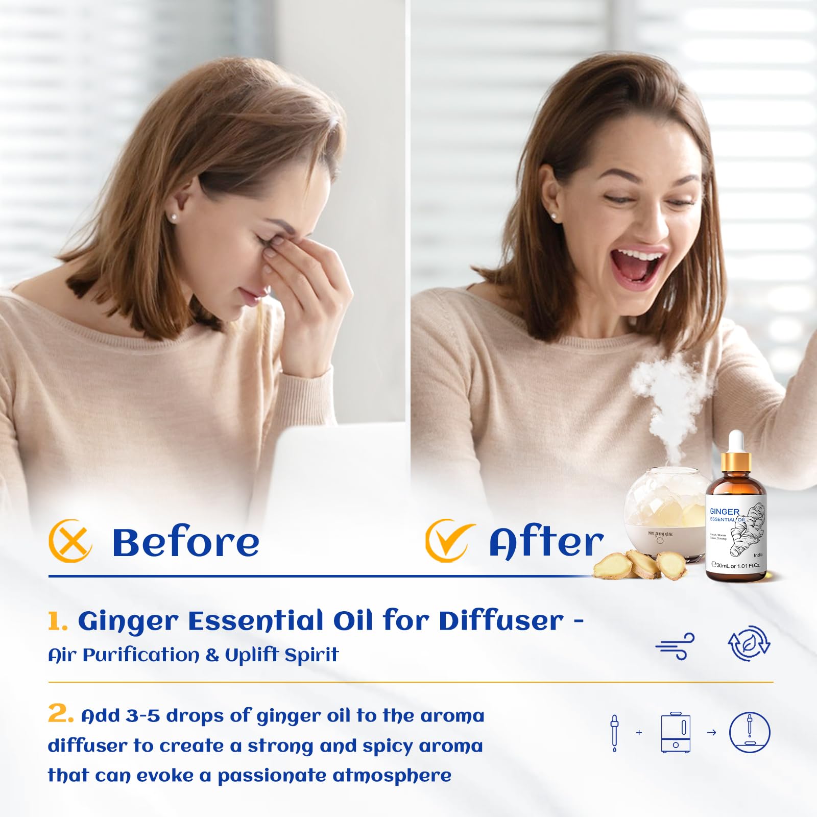 Aromaterapia tras la ducha con HIQILI aceite de jengibre