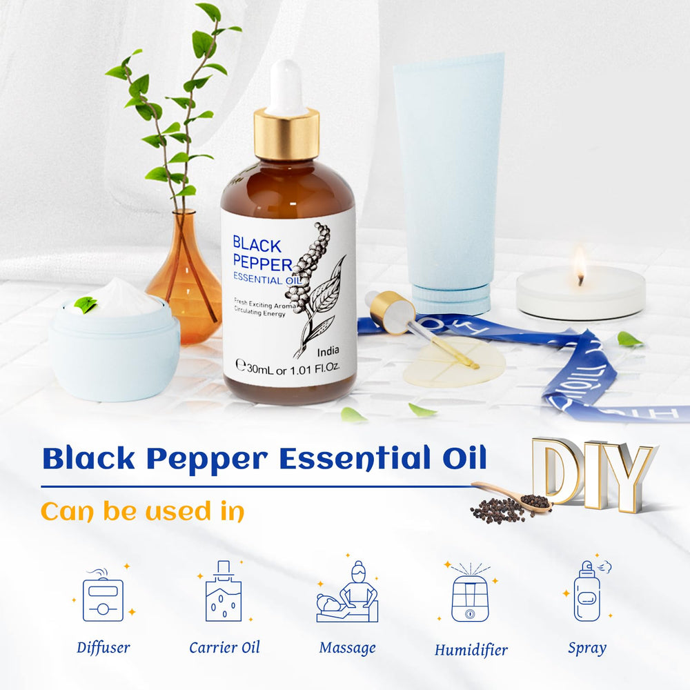 HIQILI Black Pepper Oil dropper cap enabling precise aroma dosing