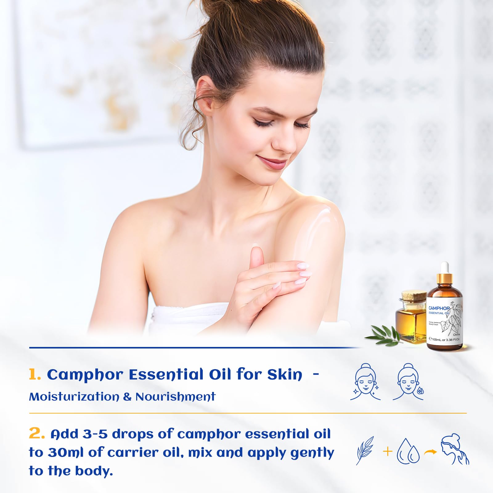 HIQILI camphor oil pour bottle for easy DIY blends.