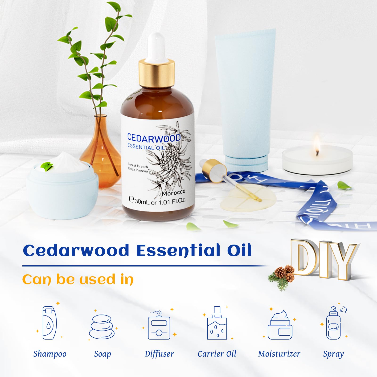 HIQILI Cedarwood oil for hair care suggests scalp-friendly application