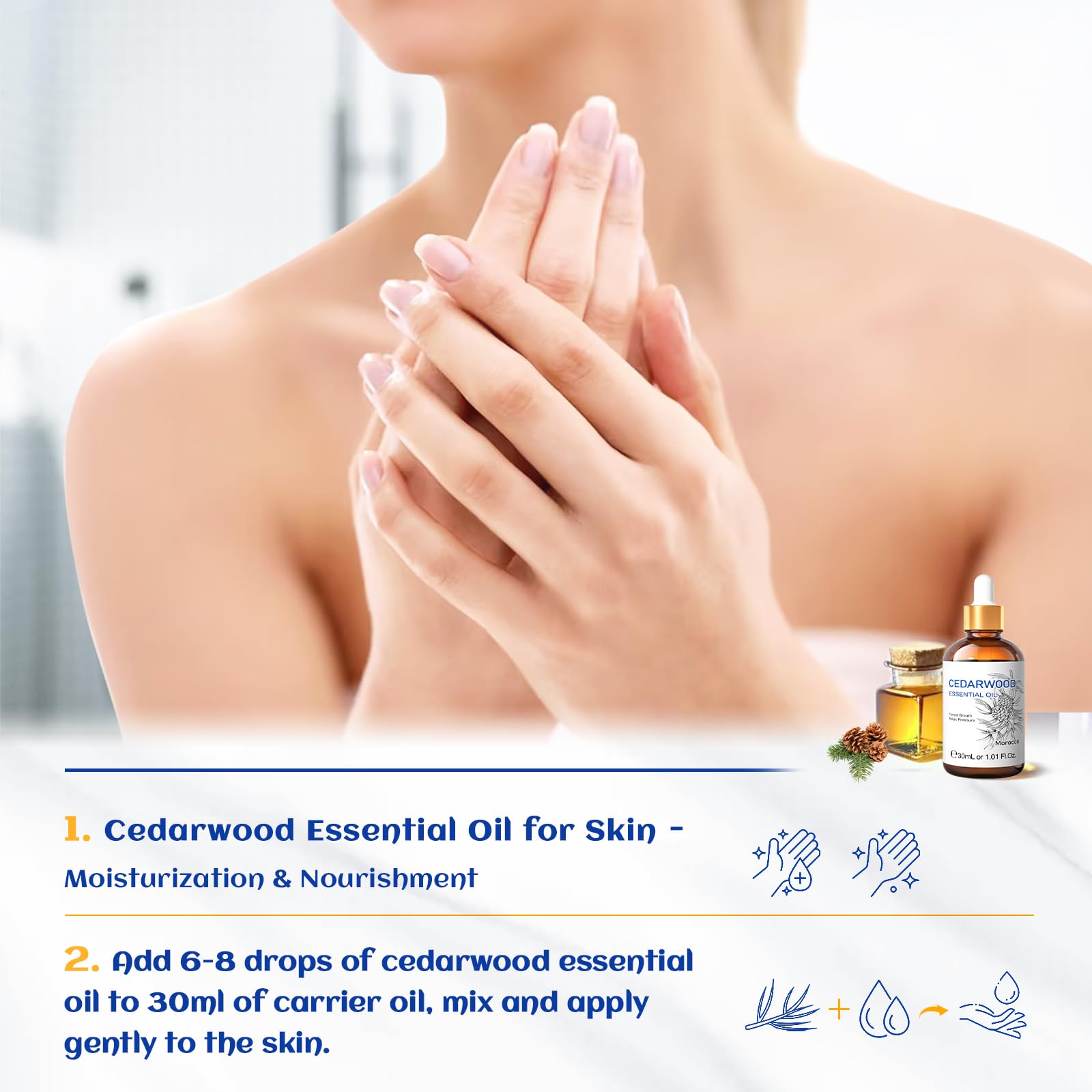 HIQILI Cedarwood oil pour shows easy measurement for custom blends