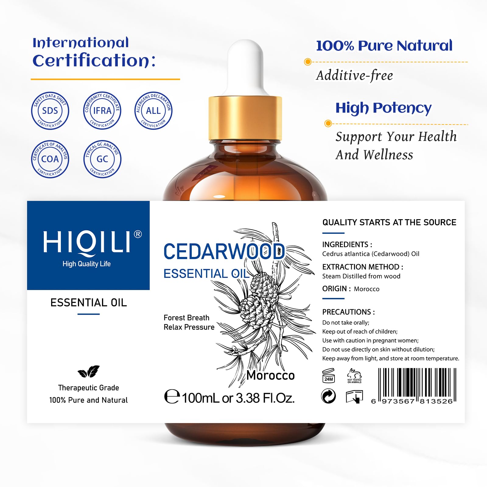 HIQILI cedarwood aroma near pillow to help relaxation