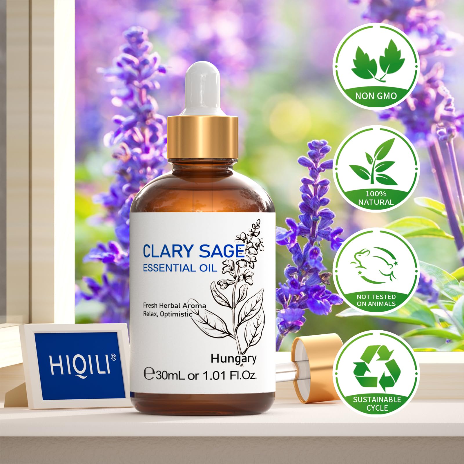 HIQILI Clary Sage Oil diffuser scene spreads fresh herbal aroma