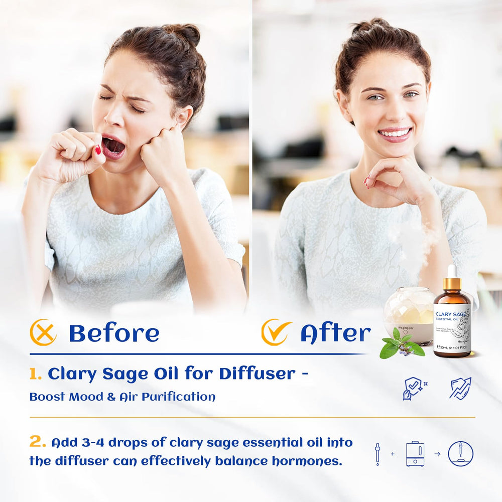 HIQILI Clary Sage Oil dropper enables precise dosing for aromatherapy and skin care