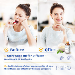 HIQILI Clary Sage Oil dropper enables precise dosing for aromatherapy and skin care