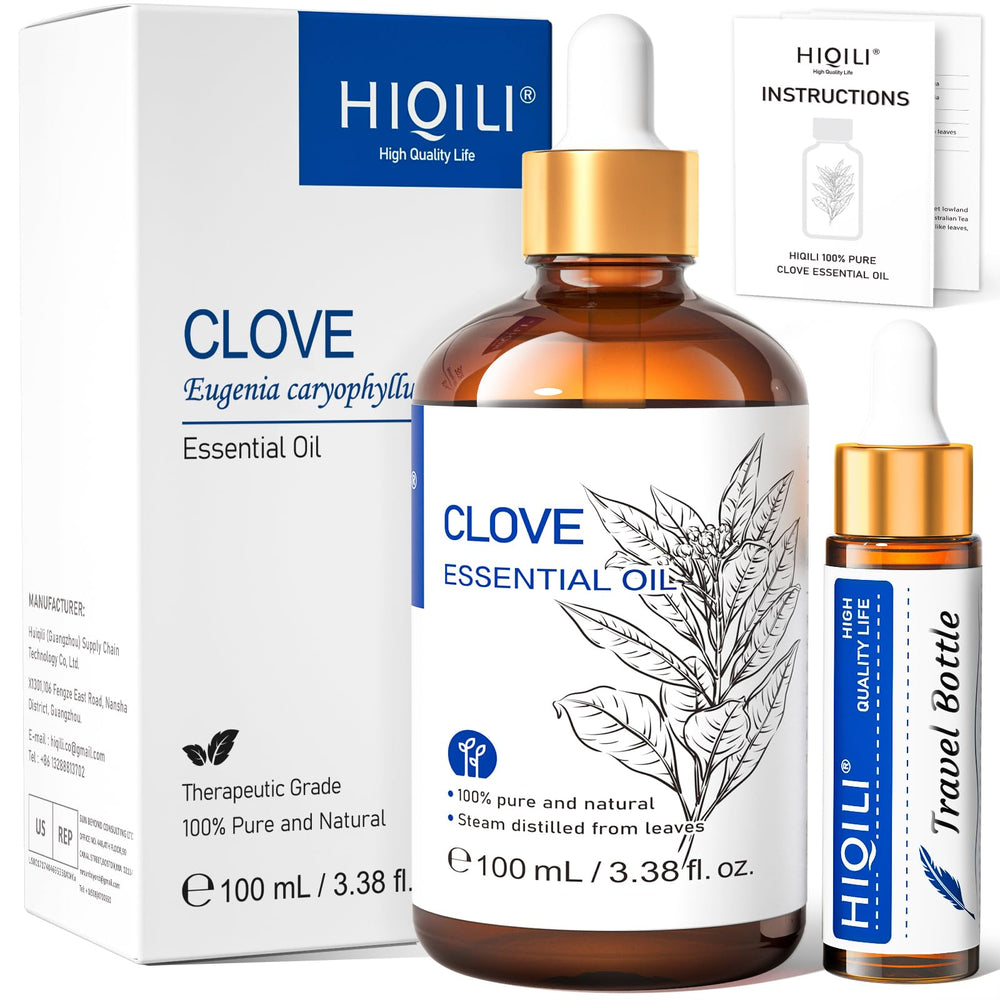 HIQILI clove oil bottle pour demonstrates easy application for oral care