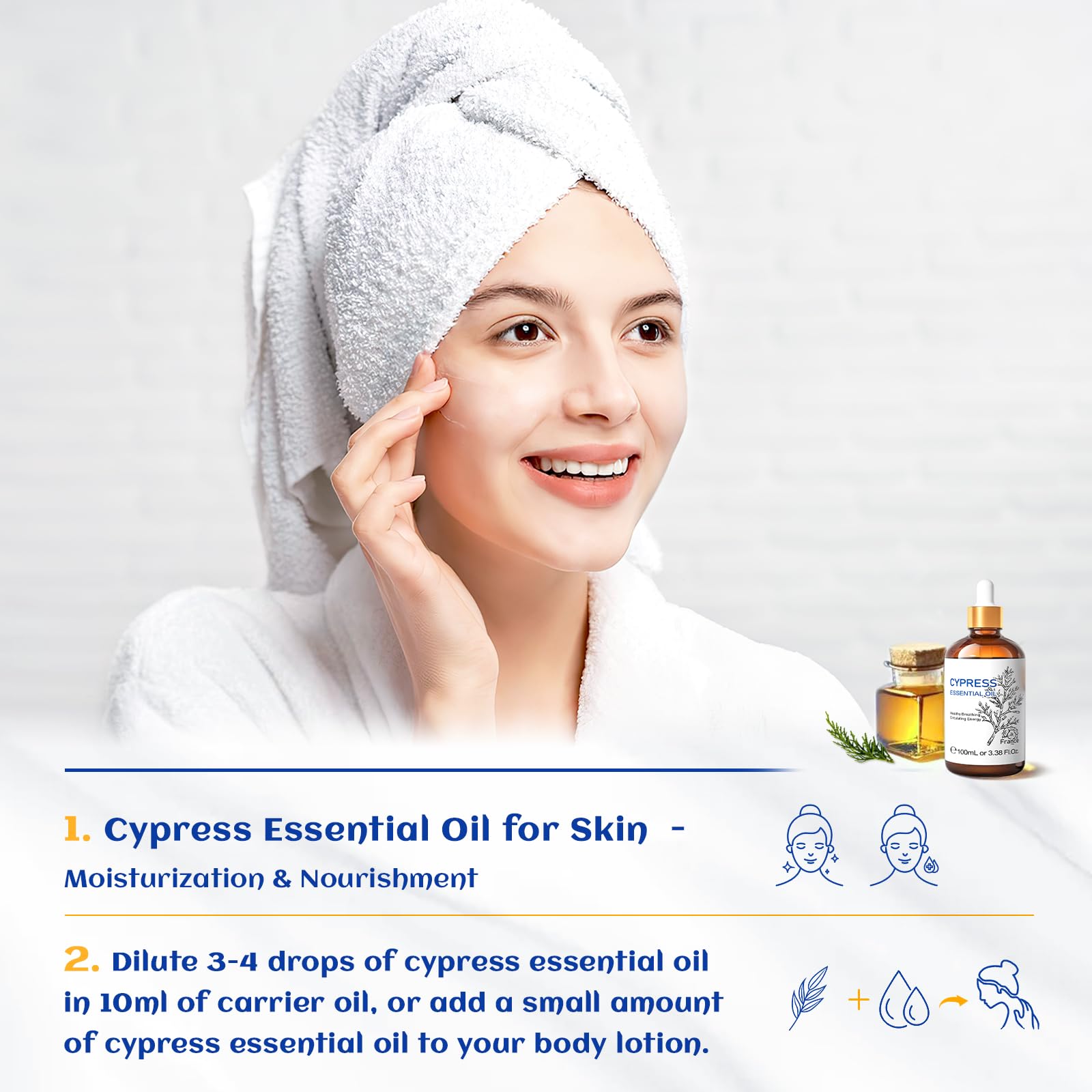 HIQILI Cypress oil dropper in amber bottle for precise application