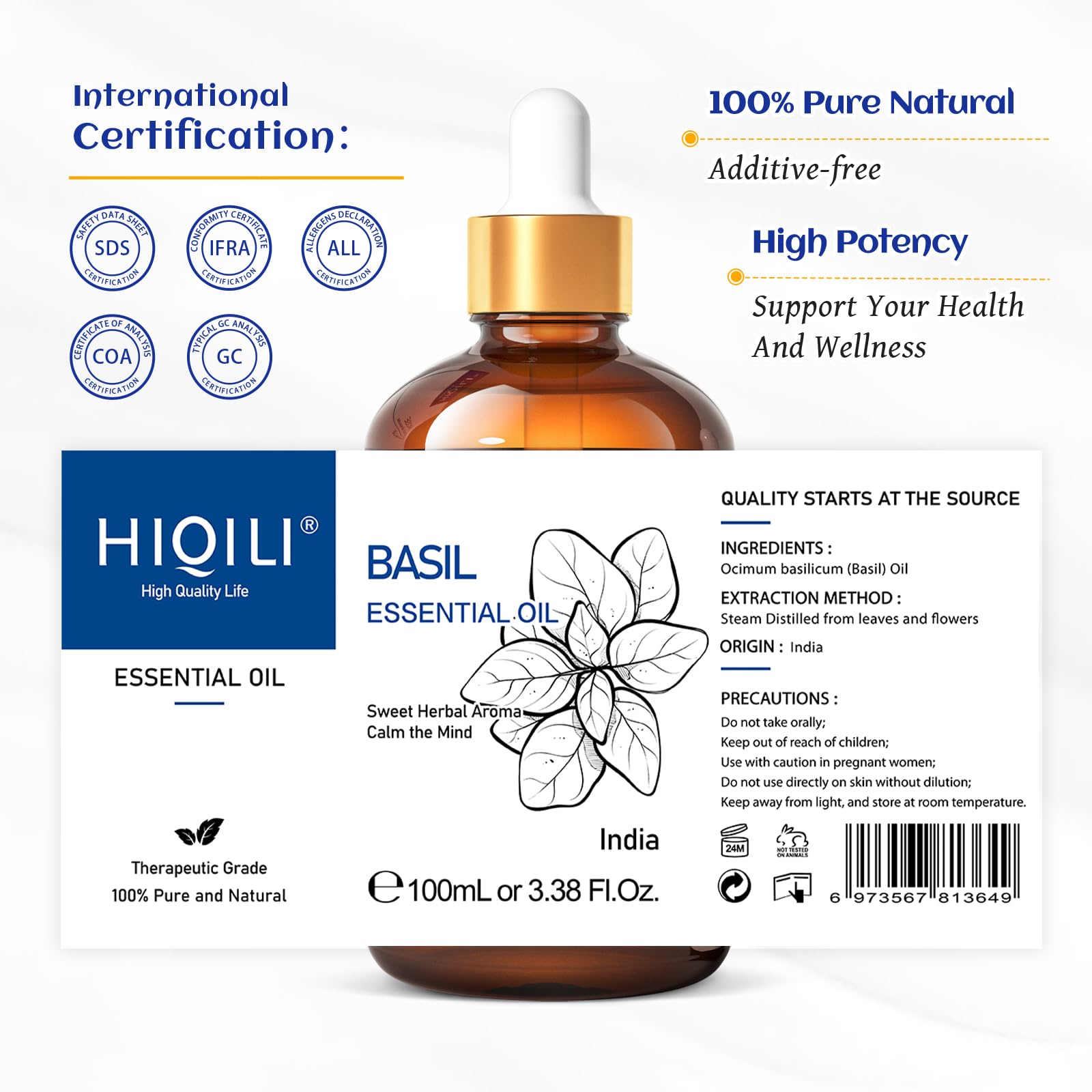 Jabón artesanal con aceite de albahaca HIQILI para aroma herbal