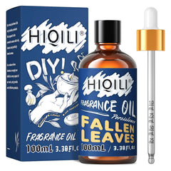 HIQILI Fallen Leaves fragrance oil bottle, 100ml, ideal for diffusers, candles, and crafts with clean scent.