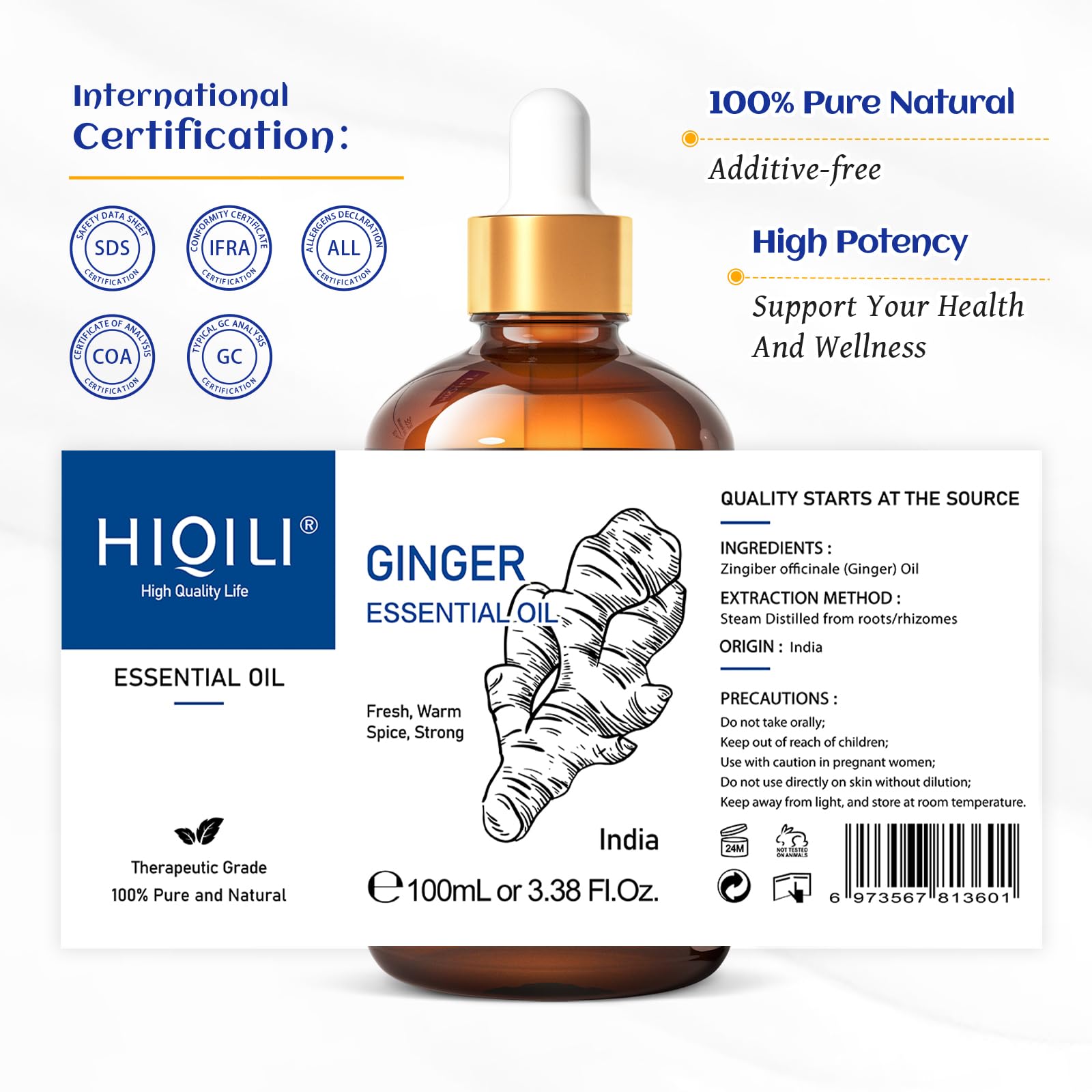 HIQILI Gift box presentation complements gifting with pure ginger oil.