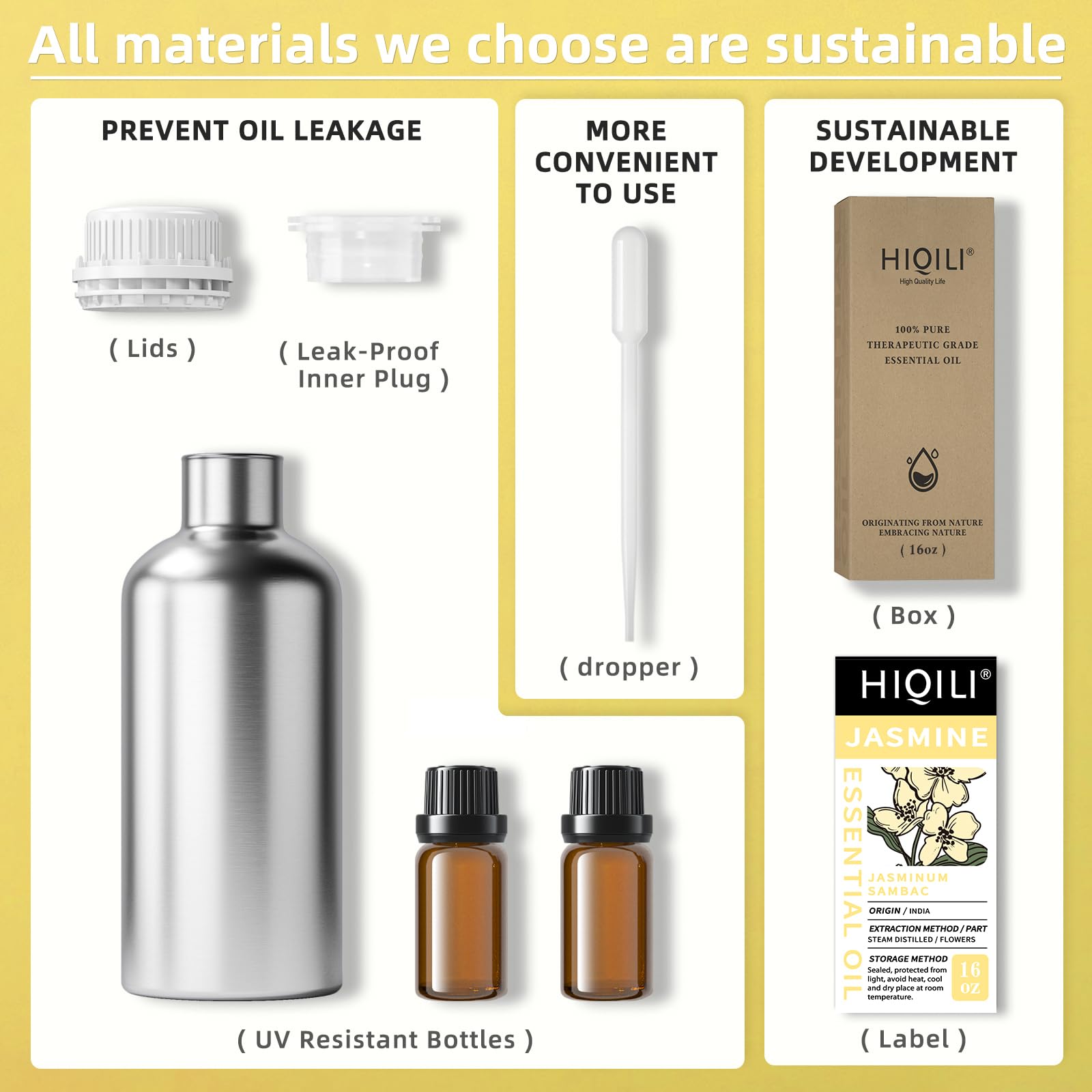 HIQILI two UV protected bottles keep oil fresh