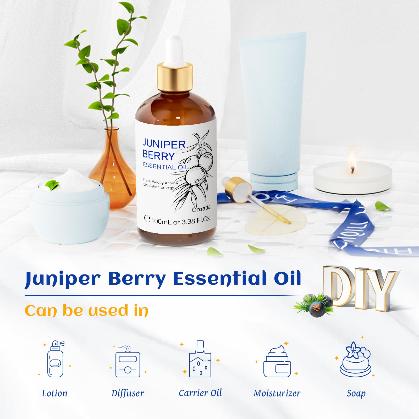 HIQILI juniper oil ready for diffuser use in calming spaces