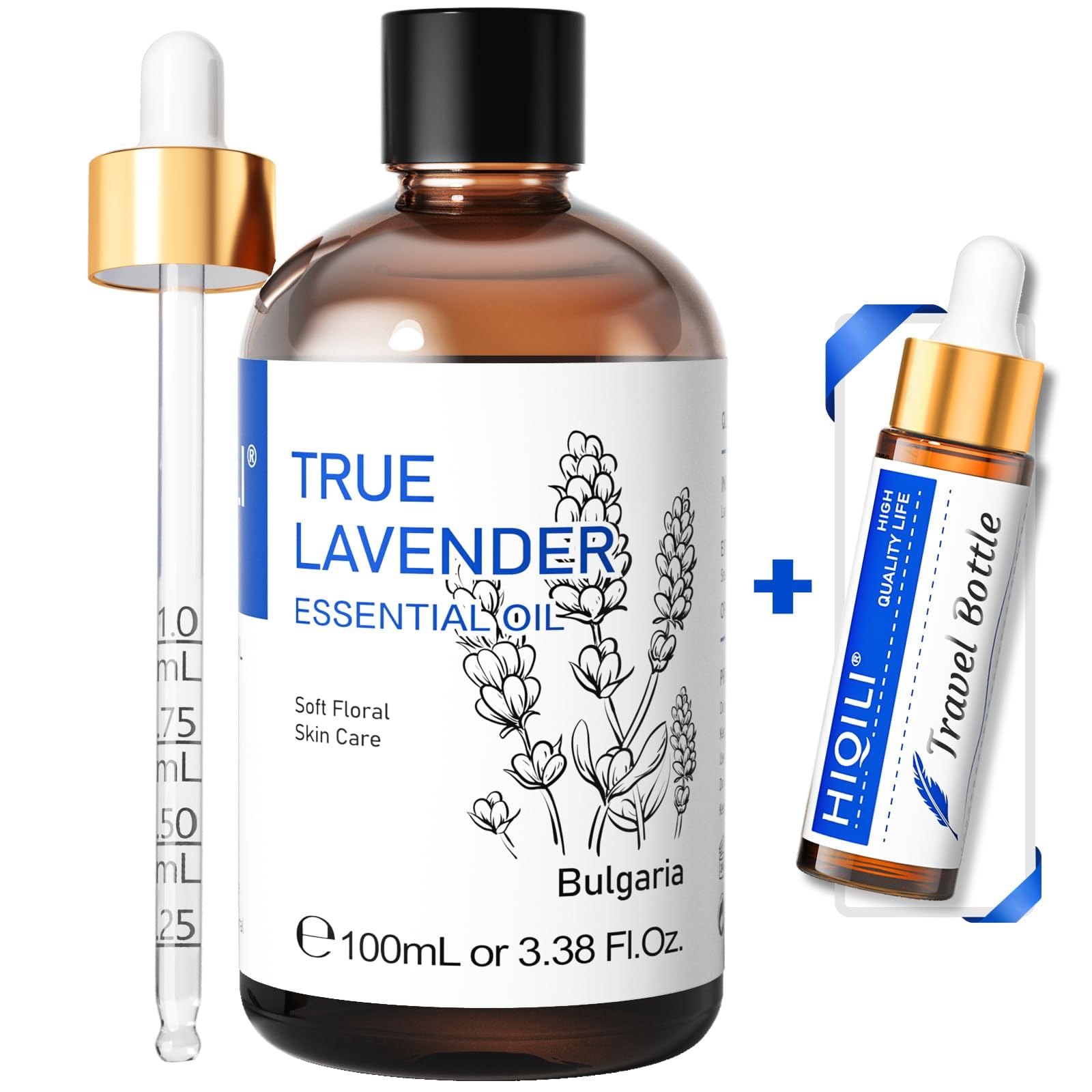 HIQILI lavender oil bottle for aromatherapy diffusion and relaxation.