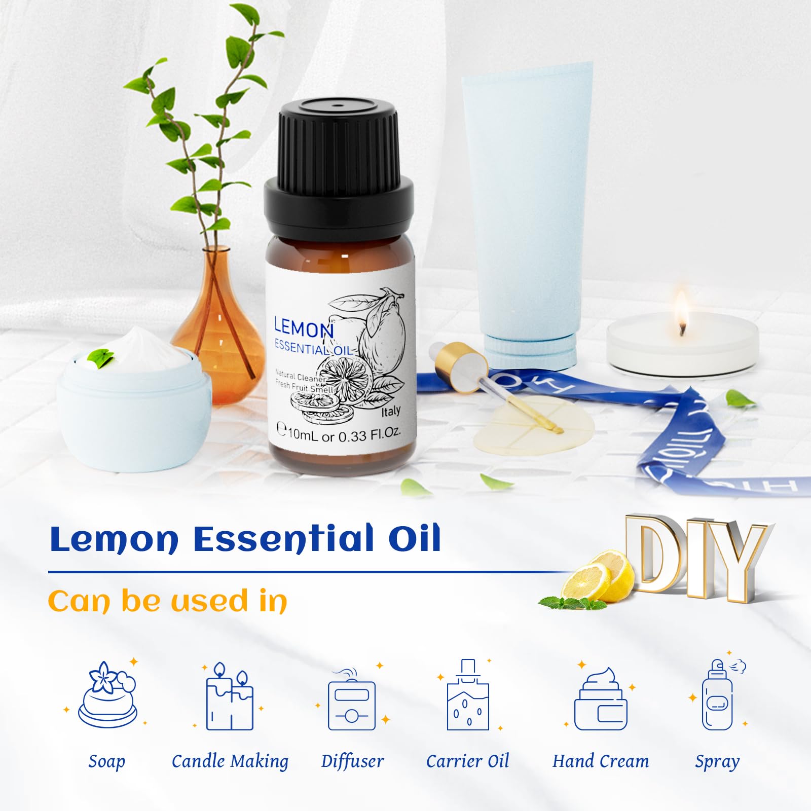 HIQILI Lemon essential oil for laundry and deodorizing fabrics with natural scent.