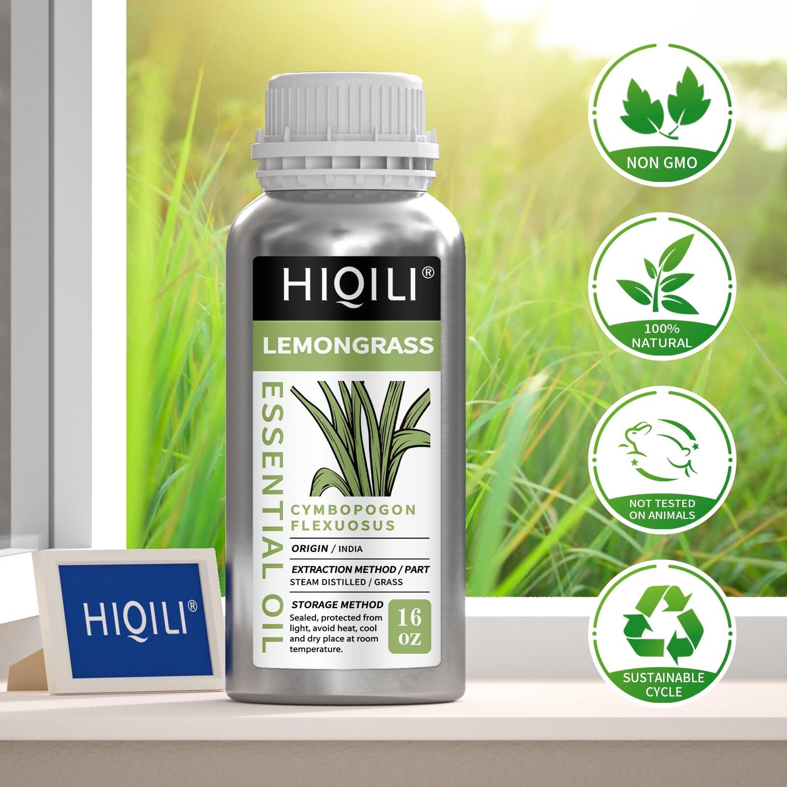 DIY HIQILI lemongrass candle with crisp citrus scent.