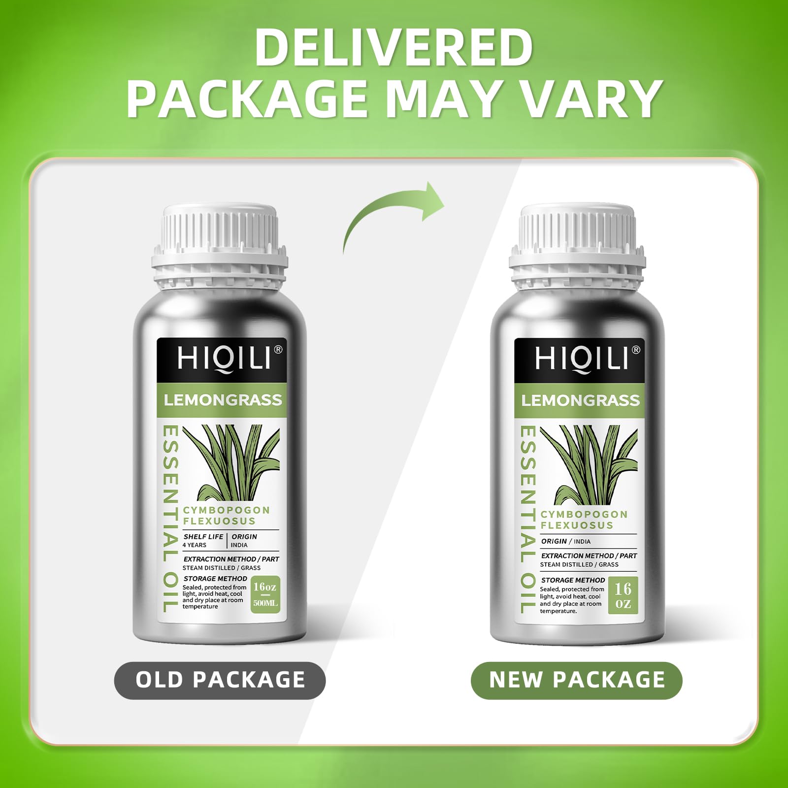 Travel-ready HIQILI lemongrass oil packaging with dropper.