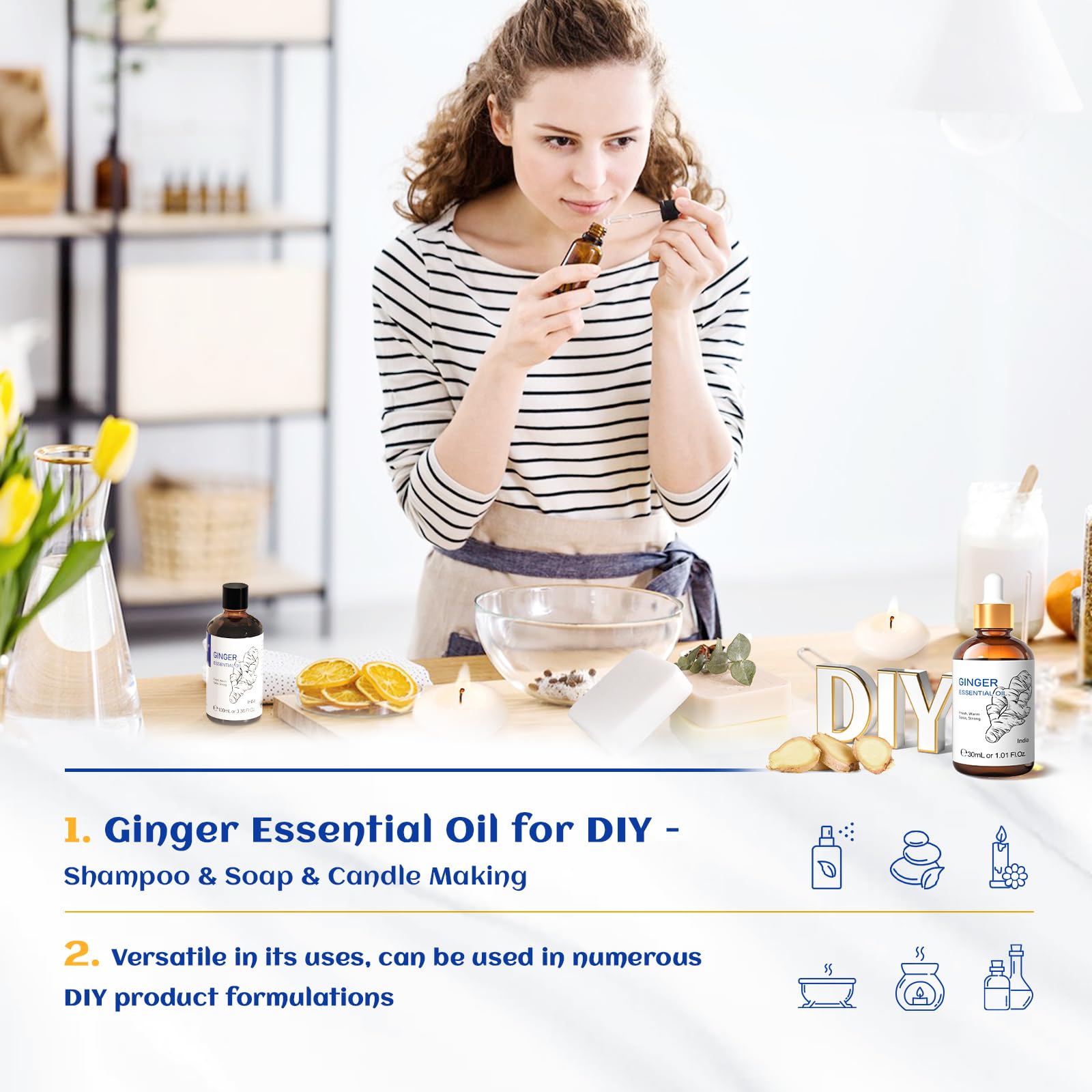 Masaje corporal con HIQILI aceite de jengibre para relajación