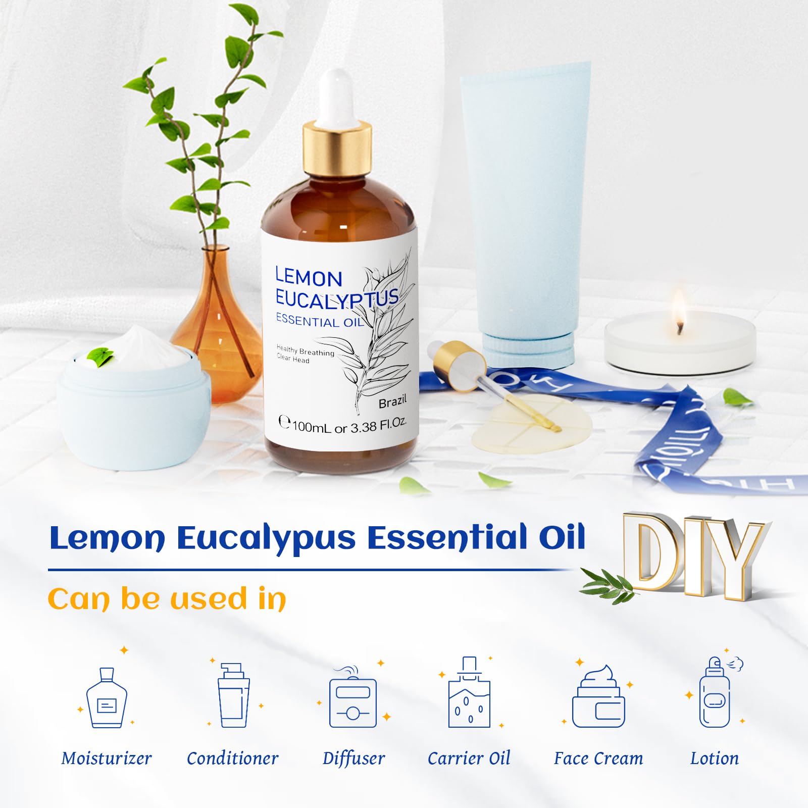 Mezclas DIY HIQILI con limón eucalipto y menta para ambientación.
