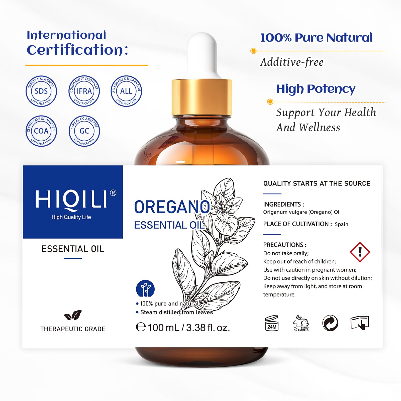HIQILI oregano oil blended with tea tree for toenail care and routine use