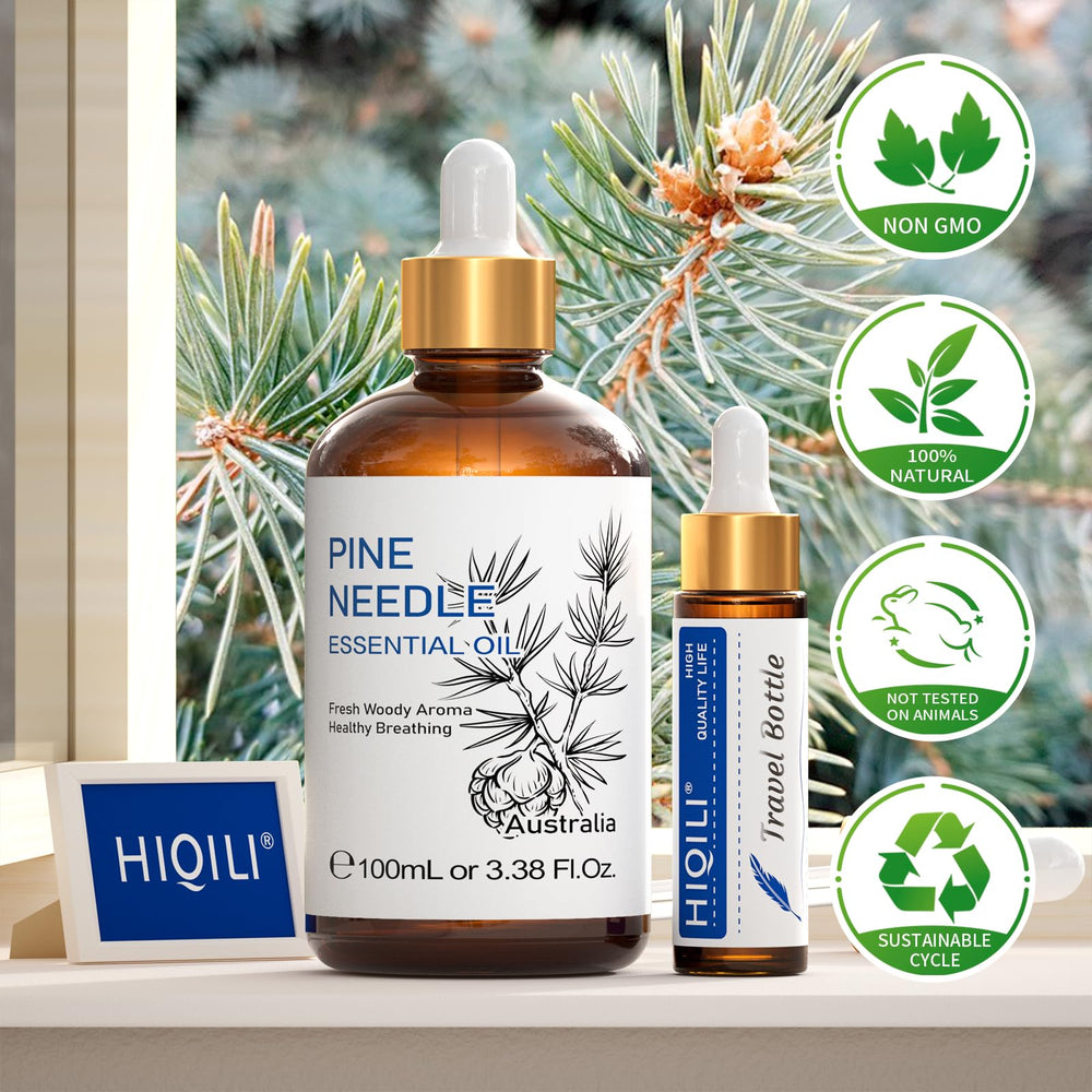 HIQILI pine body massage blend demonstrating diluted application.
