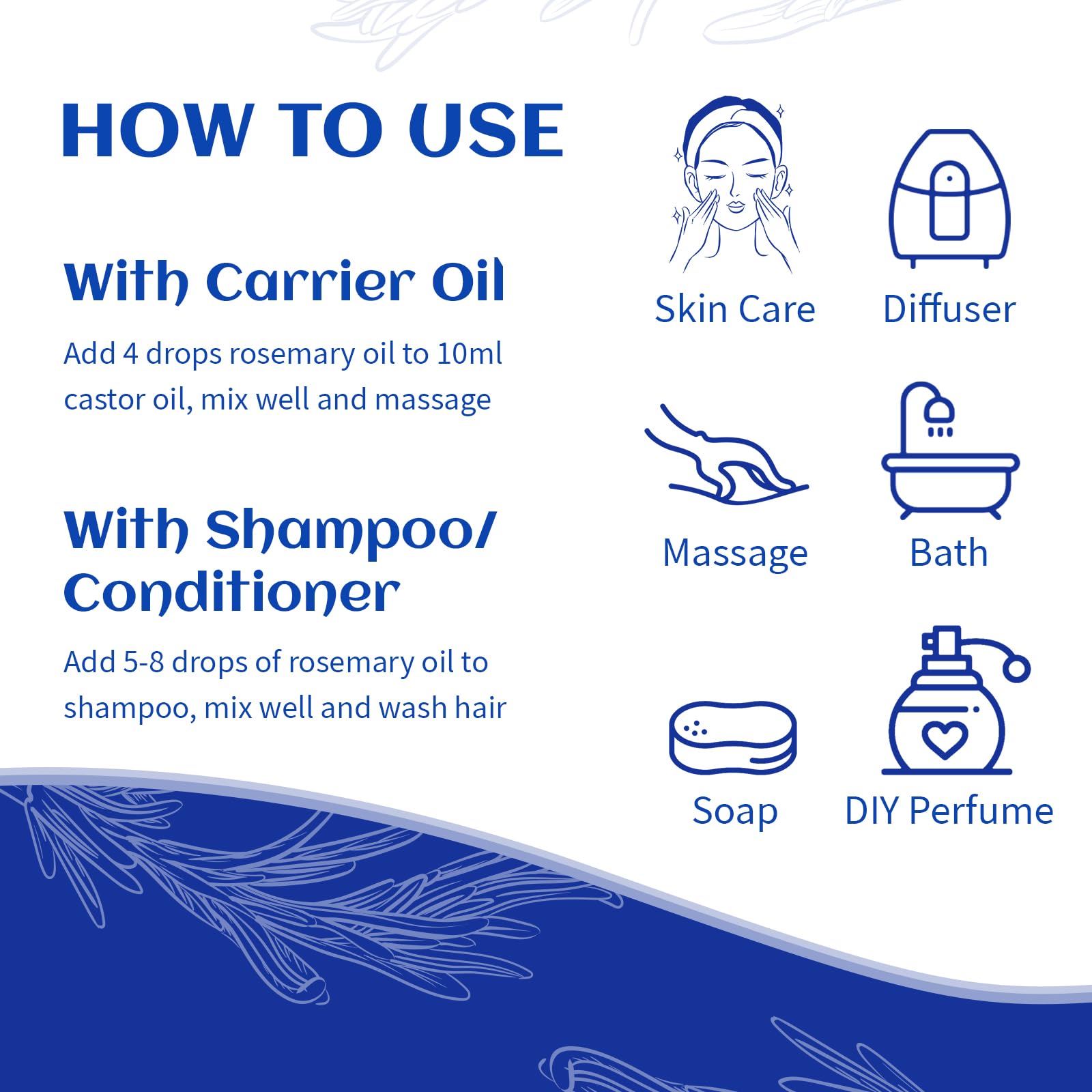 HIQILI Rosemary Oil blended with shampoo for enhanced routine care