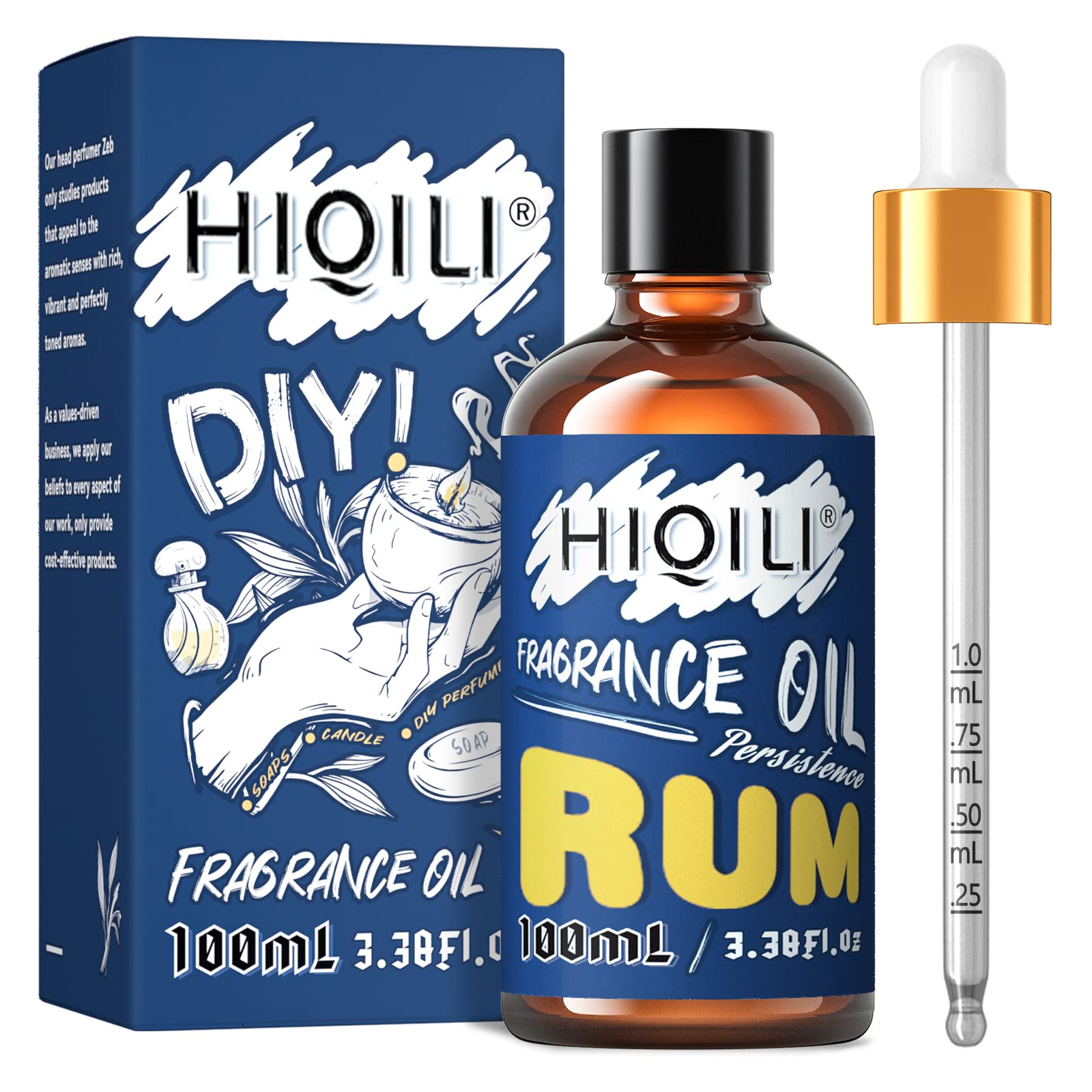 HIQILI Rum essential oil bottle with dropper for precise diffuser use