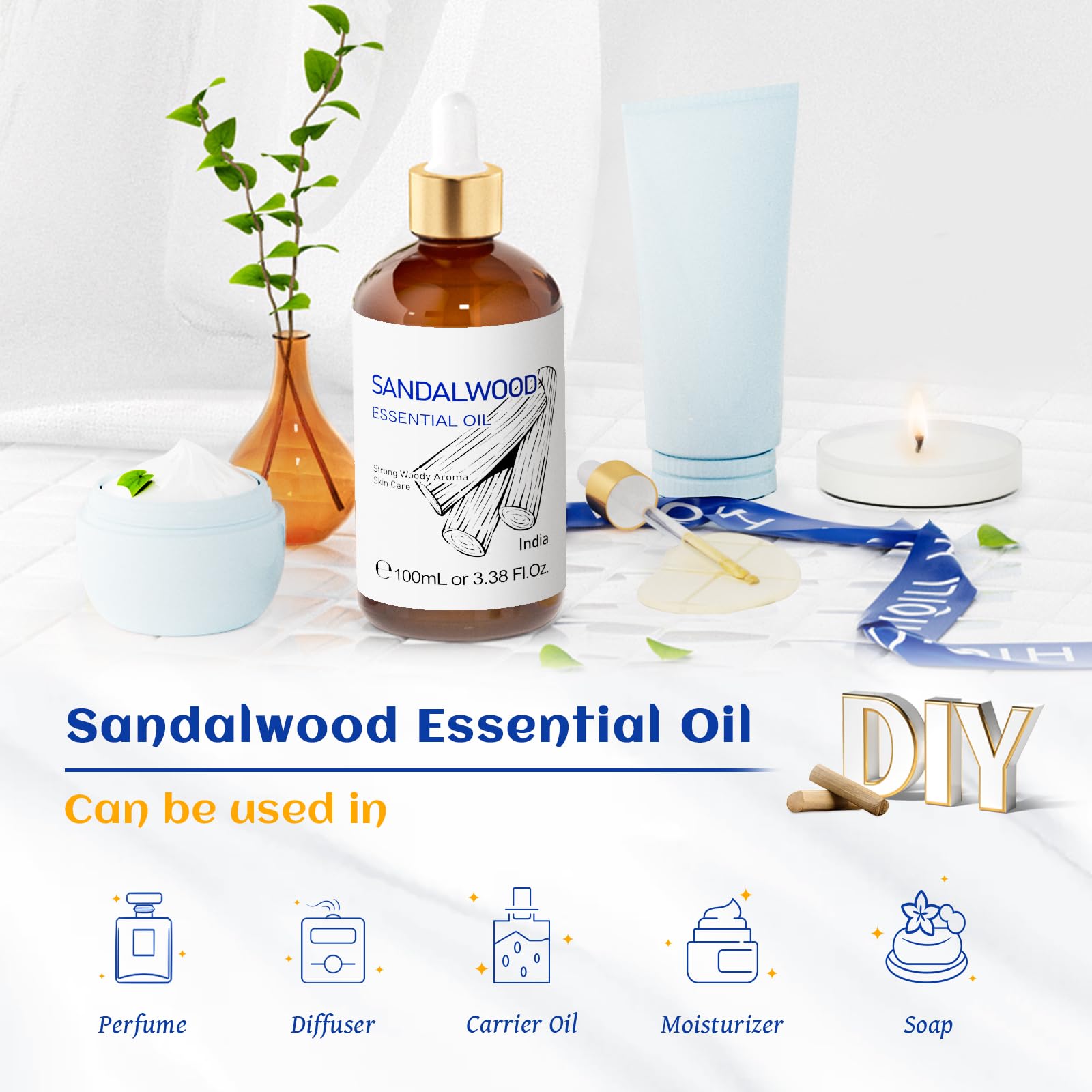 DIY soap, candle, and lotion projects with HIQILI sandalwood oil.