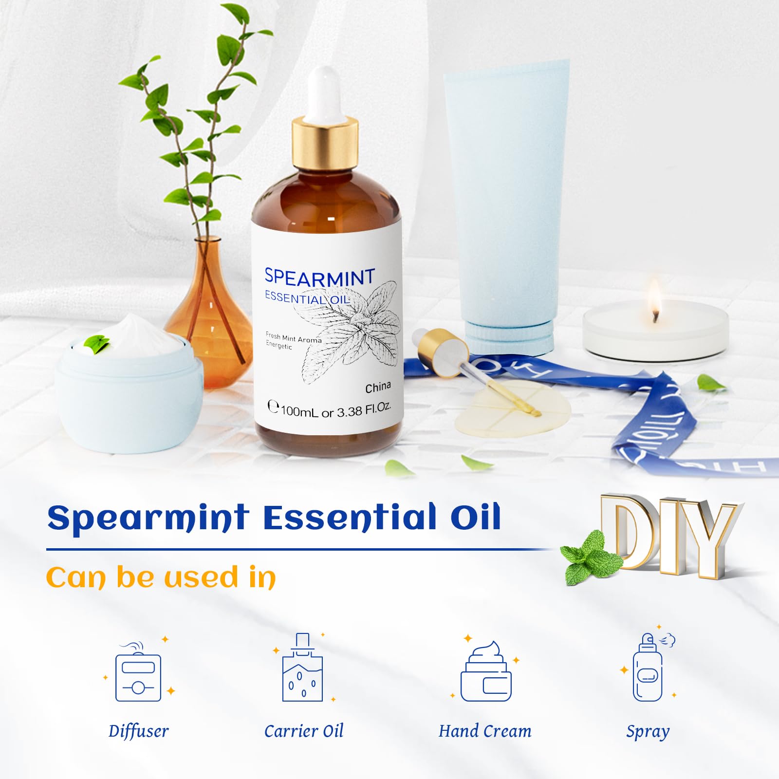 COA and GC/MS labels for HIQILI spearmint oil purity verification.