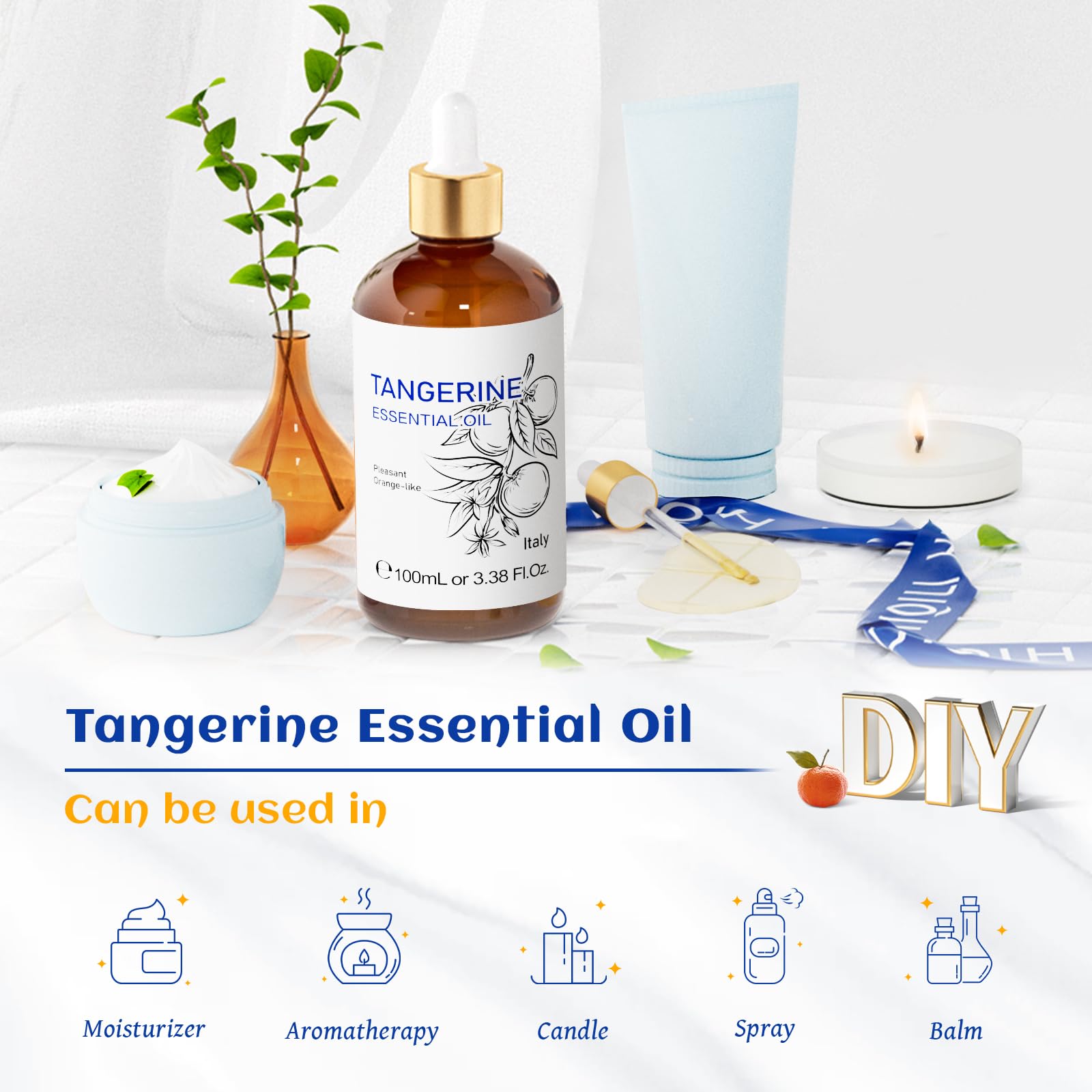 HIQILI Tangerine Essential Oil in shampoo bottle for refreshing hair