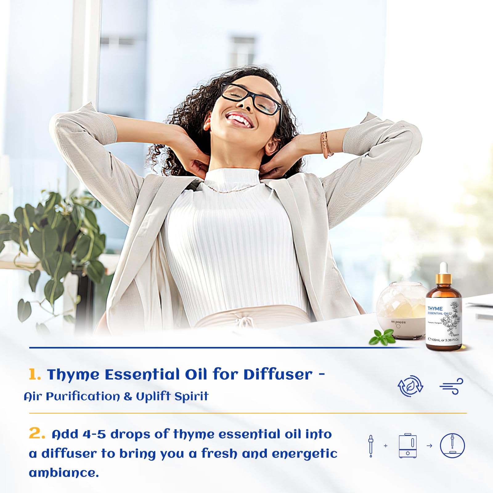 HIQILI Tomillo: purifica el aire con difusor en casa.