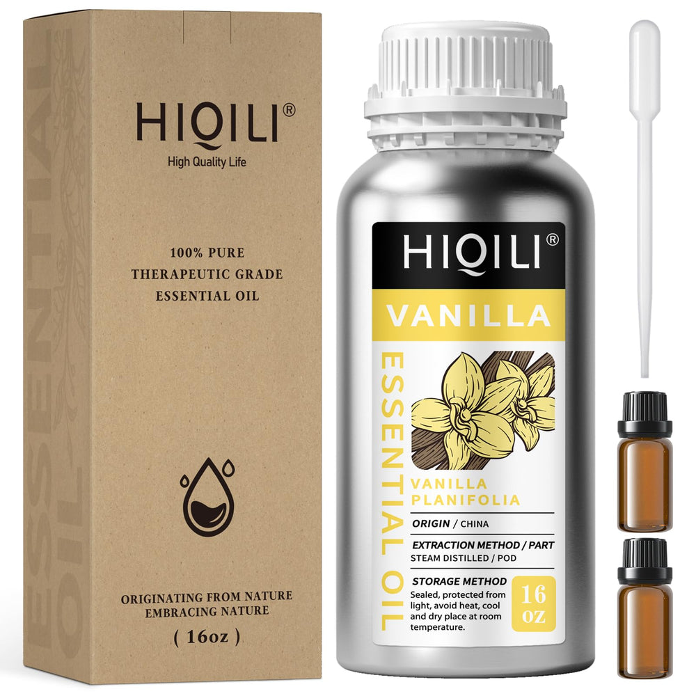 HIQILI vanilla essential oil 16 oz bottle ready for diffusers and DIY projects