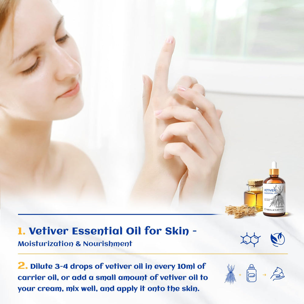 HIQILI Vetiver oil massage application for calming touch