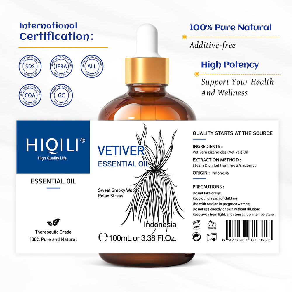 HIQILI Vetiver oil amber bottle protects purity