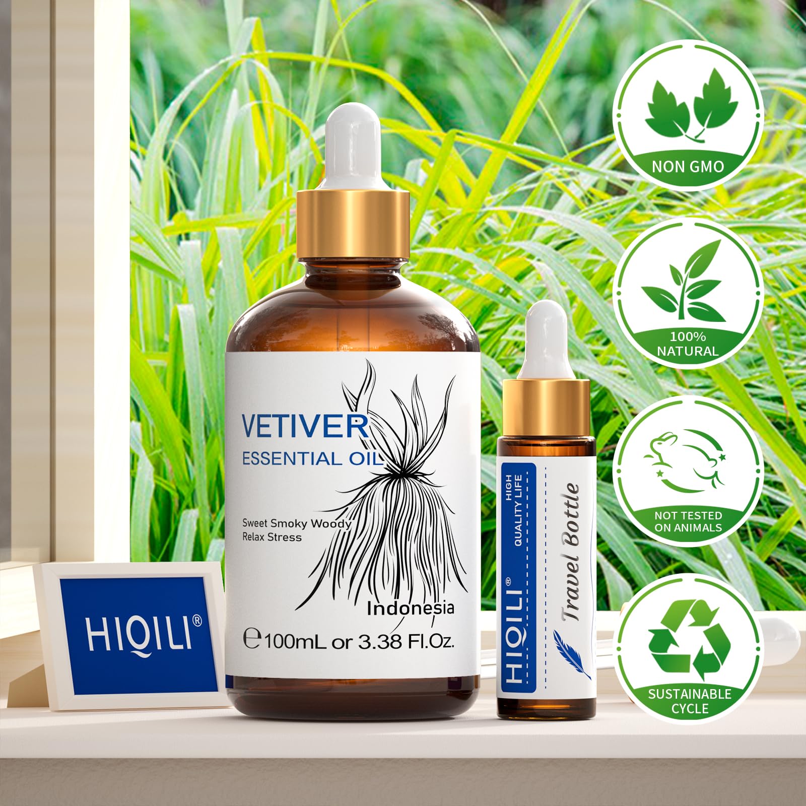 HIQILI Vetiver travel bottle for on the go use