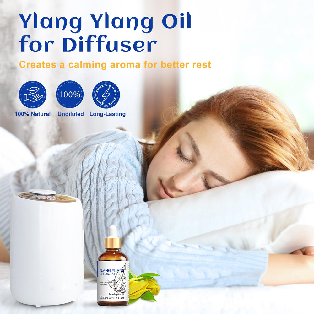 HIQILI Ylang-Ylang difusor-aceite para ambientar con florales suaves