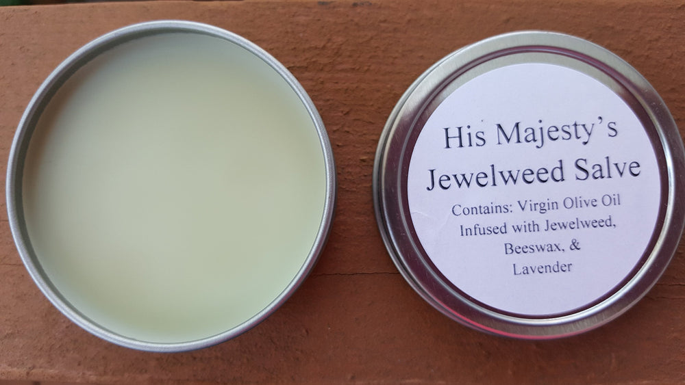 His Majesty's Jewelweed Salve cream-like texture ready for easy application