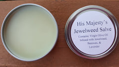 His Majesty's Jewelweed Salve cream-like texture ready for easy application