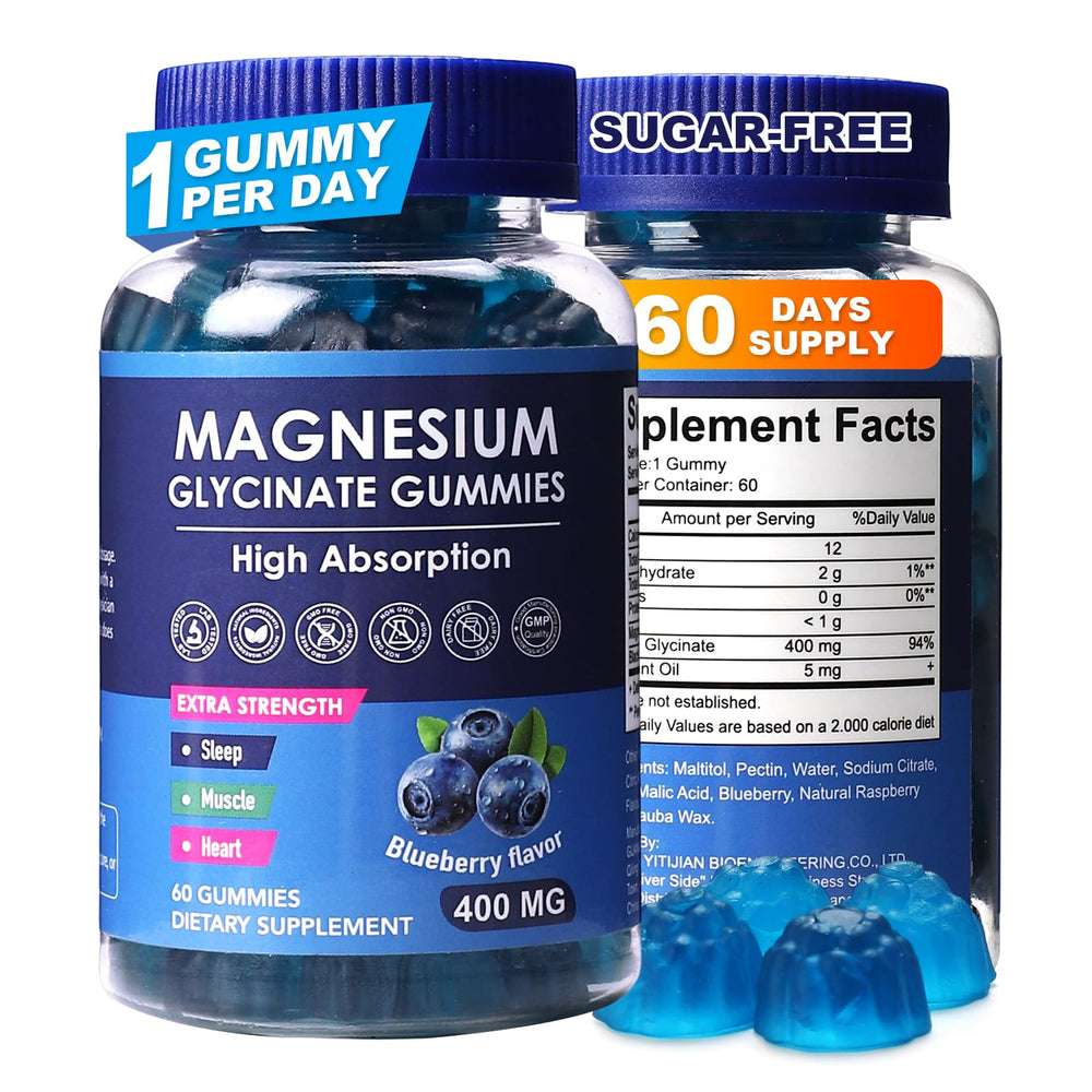 HISOKOI Blueberry Magnesium Glycinate Gummies bottle promoting restful sleep.