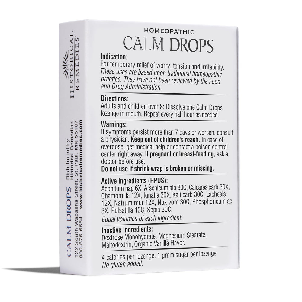Historical Remedies Calm Drops vegan gluten-free formula for everyday ease
