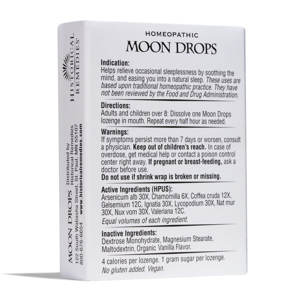 Adult use and 12+ friendly Moon Drops on nightstand ready for use.