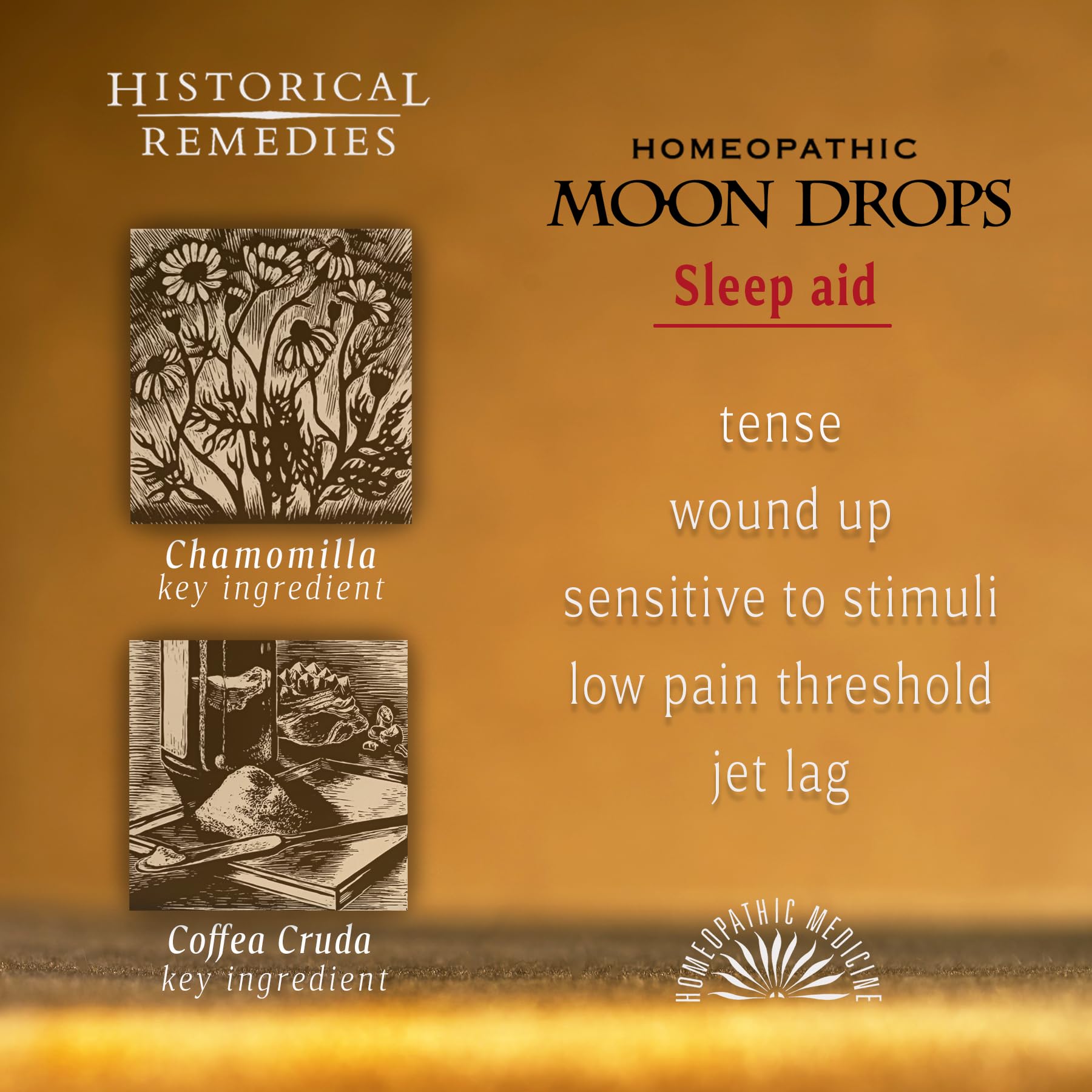 Historical Remedies Moon Drops travel case with lozenges for jet lag relief.