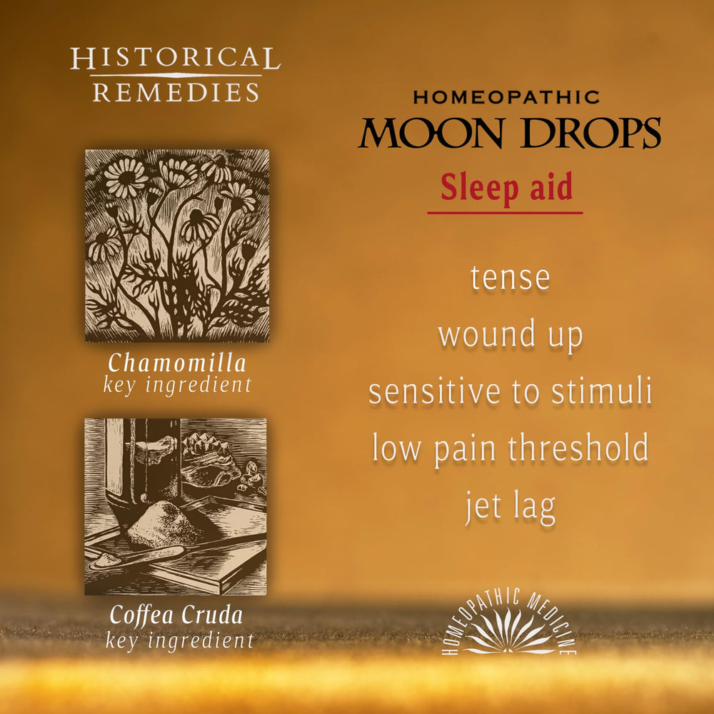 Historical Remedies Moon Drops travel case with lozenges for jet lag relief.