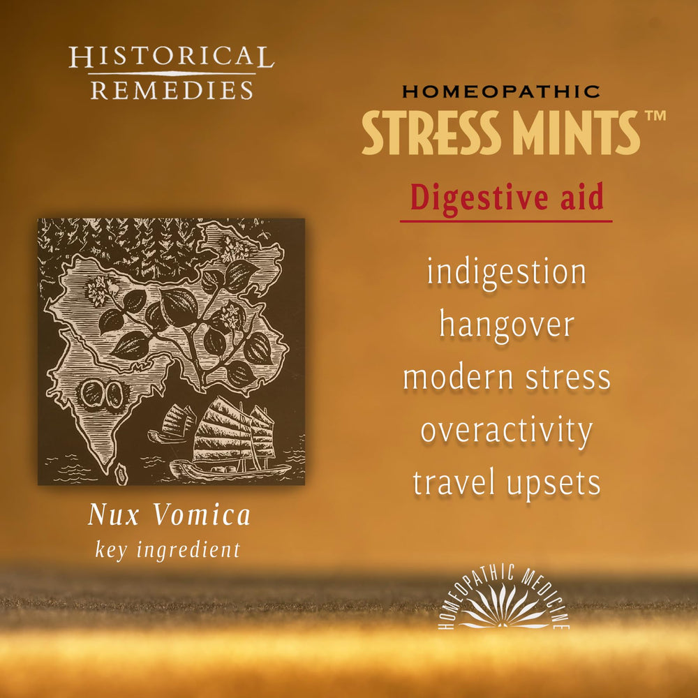 Historical Remedies Stress Mints organic peppermint aroma for refreshing relief.