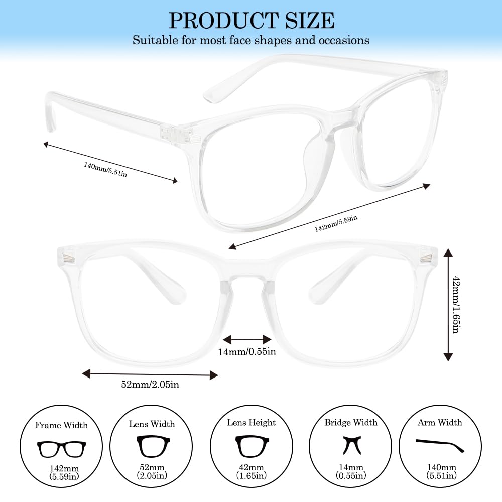 Hisxierng blue light glasses square frame protect eyes during extended computer work